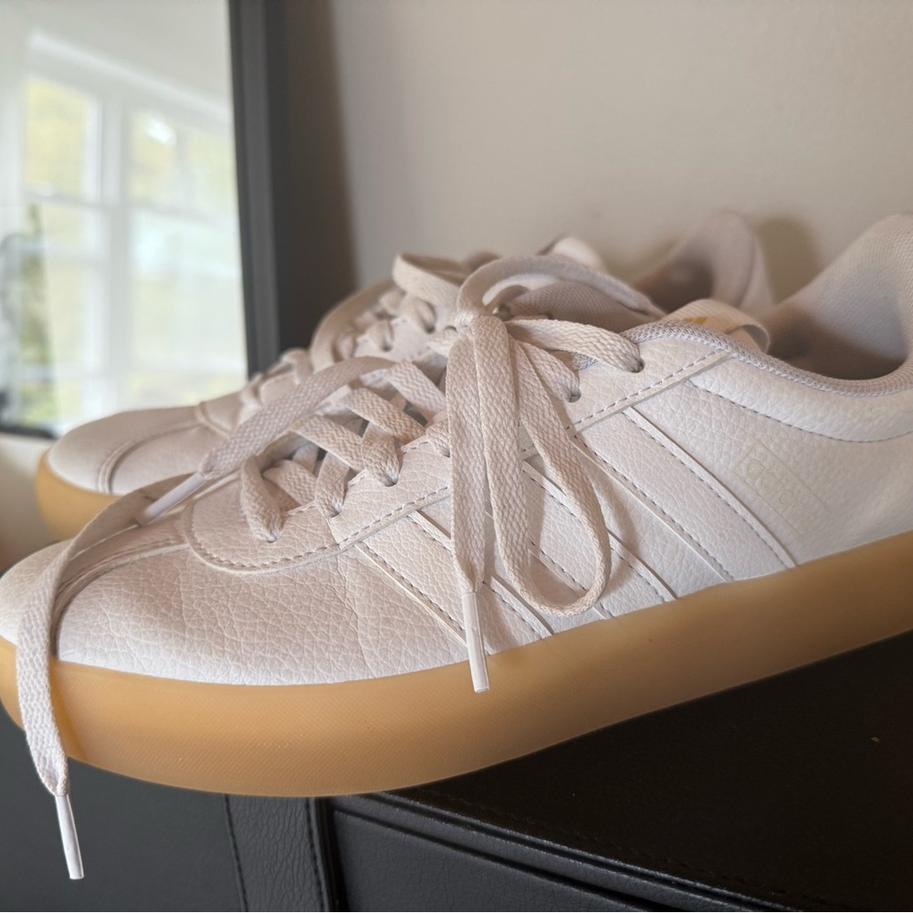 Adidas White Leather Sneakers with Gum Sole